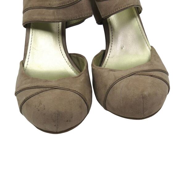 Fergalicious Taupe Tan Suede Ankle Wrap Heels Size 8 - Picture 2 of 8